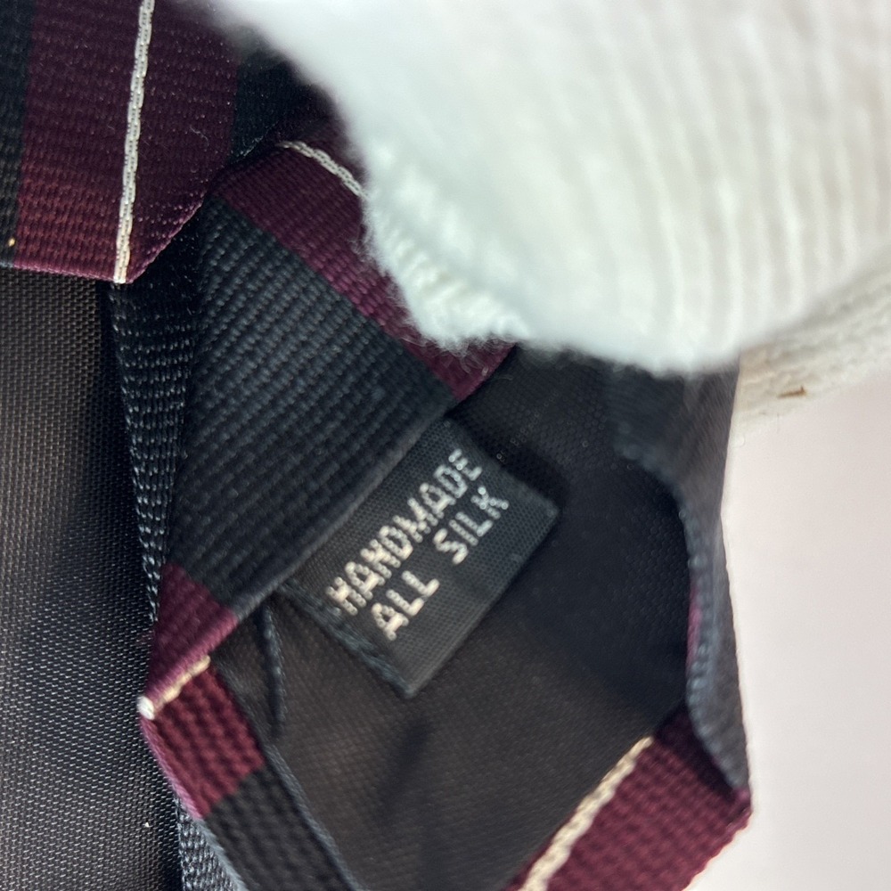 REPP M. Sussex LTD. London Tie All Silk Black Red Sliver Stripe Hand Made 3.5x58 - Picture 4 of 11
